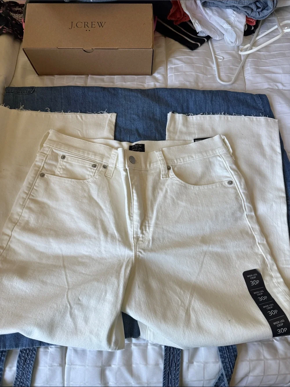 J. Crew Cream Wide-Leg Crop Jeans